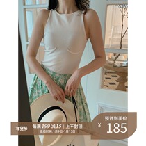 lowey simple arc chest line decoration Tencel silk cotton shaved shoulder knitted vest