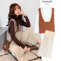 Maternity dress spring suit fashion model 2021 new foreign style tide mother age age Net red sweater small two-piece set