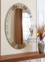 Modern simple oval entrance decorative mirror Bedroom dressing mirror European bathroom mirror Living room background wall mirror custom