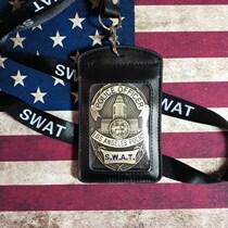 United States Los Angeles Thunderbolt group style leather card bag LAPD metal badge document clip can be equipped with badges