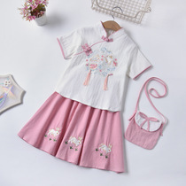 2022 spring and summer new childrens ancient clothes Hanfu Chinese Wind Chauffodian Girl Scout Gufeng Liandress Improved Tang Dress Suit