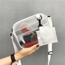 Summer on new ins Super fire small bag female 2018 new Korean jelly transparent small square bag mini shoulder bag