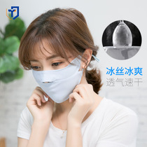 Cool Ice Silk sun mask eye protection eye angle full face dust UV double layer hanging ear summer female sunshade mask