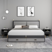 Italian light luxury storage bed modern simple small apartment wedding bed Master Bedroom 1 8 meters soft bag storage high box double bed