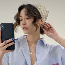 Stylenanda Korean official web 20 Summer new square pendant O word chain necklace Two sets