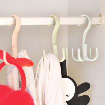 Adhesive hook non-perforated clothes hook wardrobe silk scarf tie hanger hat storage dormitory artifact creative four-Claw hook