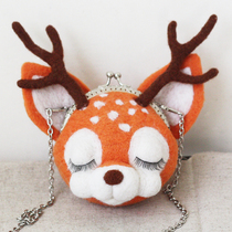 Handmade wool felt poke DIY Christmas little deer Dragon cat change mouth gold bag bag bag material bag oblique span
