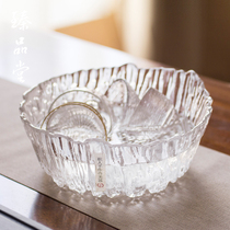Japanese iceberg wash large glass tea wash hand thickened water fruit plate tea scum bucket kung fu tea set accessories