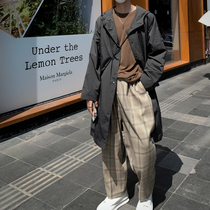 Value clearance# Autumn new products waist webbing solid color hooded long windbreaker mens light luxury mens clothing high-end mens clothing