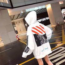 Over-test OFF Marilyn Monroe hooded clothes OW men and women couples Autumn WHITE coat street trend ins ins