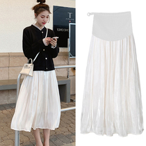 Pregnant Woman Half Body Dress Summer Thyme Dress Foreign Air Fashion Tide Moms Little Clear New Red Pregnancy Woman Dress With a Long Fluffy Dress