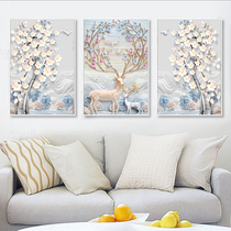 Paste cross embroidered diamond embroidered 2021 new elk-style living room triptych diamond painting full drill modern minimalist