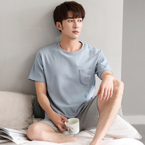 Mens Sleepwear Summer Short Sleeves Shorts Slim pure cotton Leisure outwear Youth cover Loose Home Suit Suit