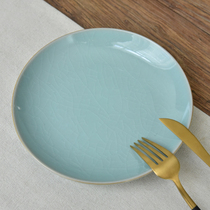 Creative Home Ice Cracks Vegetable Pan Dragon Springs Green porcelain Gothic kilo open sheet High-end Ceramic Cutlery Deep Disc Vegan Pasta Dish