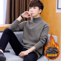 2021 new warm thickened non-pilling semi-turtleneck cotton knit sweater for middle school students winter line clothes mens earth sweater