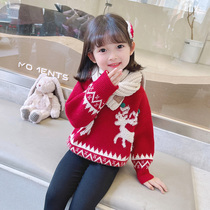 Girls sweater autumn and winter 2022 new gas thickens winter girls wear winter clothes knitted shirt