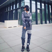 Silver Childrens Day Thom browne thin section TB Four bars Leisure loose Sport Long pants Men and women Fashion pantypants