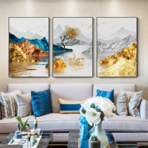 Landscape aluminum alloy frame decorative painting crystal landscape painting lucky living room bedroom hanging painting Atmospheric sofa background wall painting