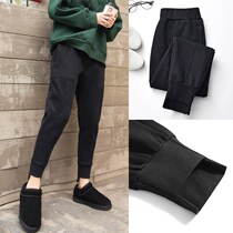 European station womens 21 spring cashmere thickened beam foot Harlan pants womens loose casual nine-point lambskin sweatpants