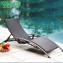Outdoor beach chair folding recliner can lie flat chair rattan chair rattan chair leisure balcony outdoor pool single recliner