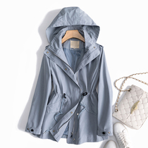 Fly Japan high-end quality drawstring waist hooded thin windbreaker womens short small casual coat spring and autumn