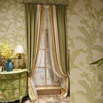 Modern minimalist American style three-color solid color mosaic brushed cloth living room bedroom bay window Nordic curtain finished product customization