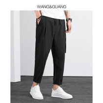 Summer new casual pants mens nine-point loose ins pants men Korean trend small feet stretch Harlan 9-point pants men