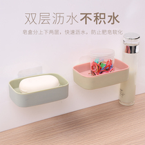  Bathroom drain soap box soap holder cartoon smiley double-layer face washing handmade soap box large soap box soap holder
