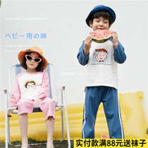 2021 Little Black Tony Boy home clothes Long sleeve spring and summer thin modal pajamas Little Black Tony short sleeve air conditioning clothes