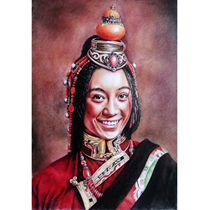 Zhanyu sent framed realistic color lead Tibetan girl to decorate the living room bedroom decoration collection