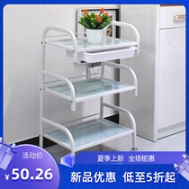 Removable Wrought iron cosmetic storage rack with drawer Beauty salon trolley Hair hand push glass tool cart