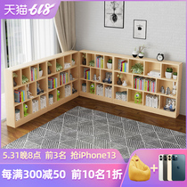 Solid wood Childrens bookshelves Shelf Living room Landing Kindergarten Dwarf Bookcase Simple Table Shelf Pine Wood Custom