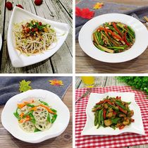 Fan-shaped plate pure white ceramic plate plate plate dish simple household plate shape irregular flat plate Western tableware