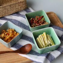 Celadon square small plate Ceramic household vinegar plate tray Fruit plate Small snack grid plate Fruit plate