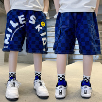 2022 new boy pants Summer thin Tidal Wave Handsome kids Jeans Foreign Air Fried Street Big Boy Shorts