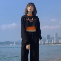 H home 20 new Korean style color ins letters age reduction overlay clothes T-shirt two sets of women Joker dance Leisure