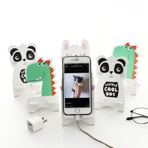 Korean version of creative panda mobile phone holder cute cartoon wooden mobile phone bracket simple mobile phone bracket mobile phone universal