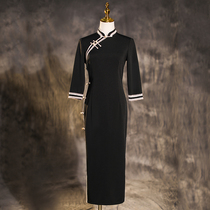 Black cheongsam 2021 new autumn young high-end temperament long Republic of China retro modified dress women