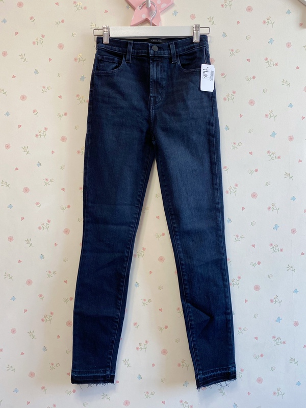 Domestic Spot American Counter J Brand Classic Blue High Waist Stretch Slim Raw Edge Jeans Petite Pants