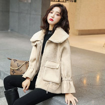 Lamb wool coats women 2021 autumn and winter short models new Korean version 100 hitch student small sub fur integrated blouse