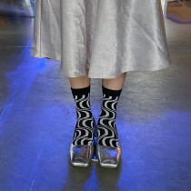 LET ME SEE simple retro socks moon print socks children Japanese ins autumn and winter New breathable