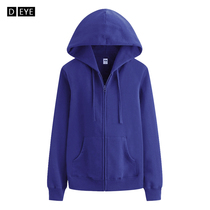 Zipper sweater female Spring and Autumn New plus velvet sports leisure loose long top hooded cardigan jacket