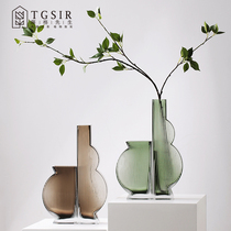 Simple modern Net red creative stripe Glass Vase ornaments small caliber water-raising flowers plant flower arrangement decorations