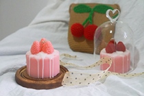 Glass cover candle love home cake dust cover glass cover decoration aromatherapy wood mat strawberry ornaments