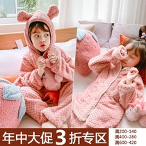 (In the middle of the year the big promotion will not be changed) The childrens cartoon autumn and winter childrens bathrobe home suit
