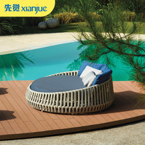 Outdoor sofa bed sea view villa courtyard B&B hotel terrace balcony swimming pool waterproof outdoor rattan round bed
