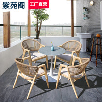 Outdoor table and chairs Courtyard Villa Garden Terrace Casual Open-air Plastic Wooden Chair Rockboard Table Nordic Outdoor Outside Pendulum Table