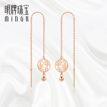 Ming brand jewelry 18K gold earrings gold rose gold hollow flower window earrings earrings earrings CSH0175 pricing