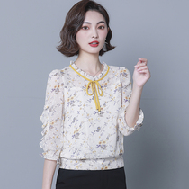 Temperament 70% sleeves Broken Flowers Snowspun Shirts Womens Spring Dress 2022 New Womens Dress Foreign Air Upscale Cardio-shirt Spring blouses