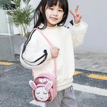 Korean childrens bag girl shoulder bag fashion princess girl baby cute bunny sequins shoulder backpack